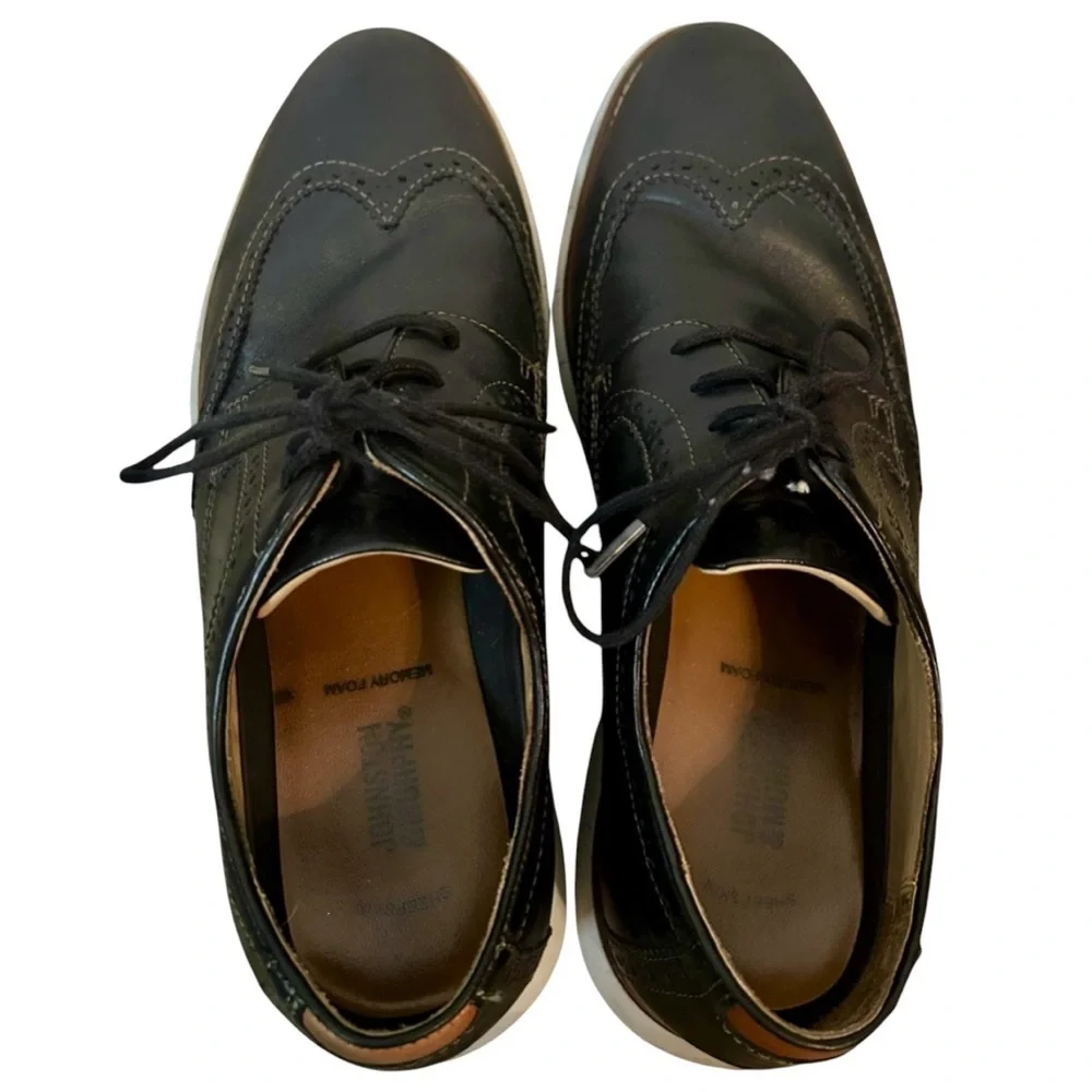 Johnston Murphy Men's Leather Holden Wingtip Oxford Black Full‎ Grain Size 9W